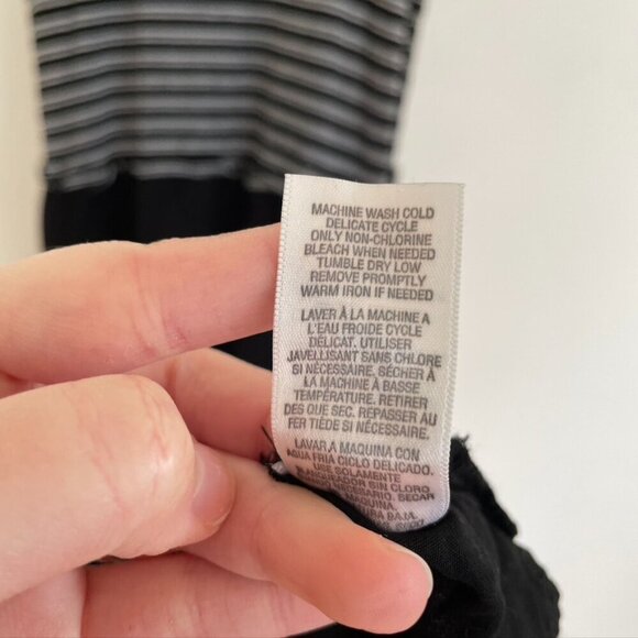 SPLENDID ANTHROPOLOGIE Tiered Maxi Dress Black White Striped Mixed Media Summer - Picture 9 of 14